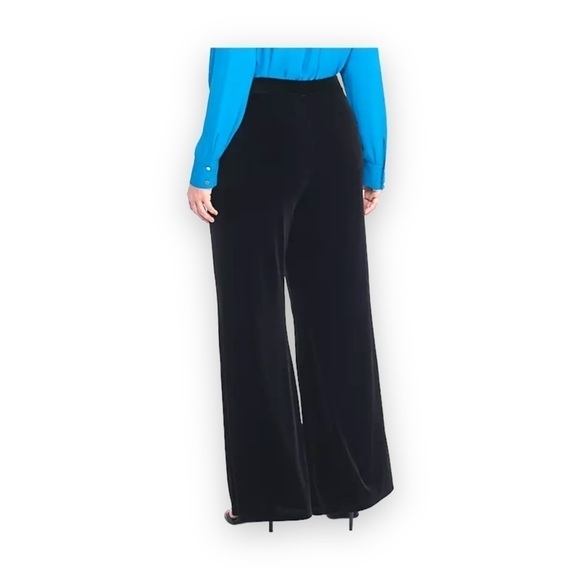 The Limited Black Velvet Wide Leg Flare Pull On Stretch Waist Dress Pant Size 18 - Picture 2 of 9